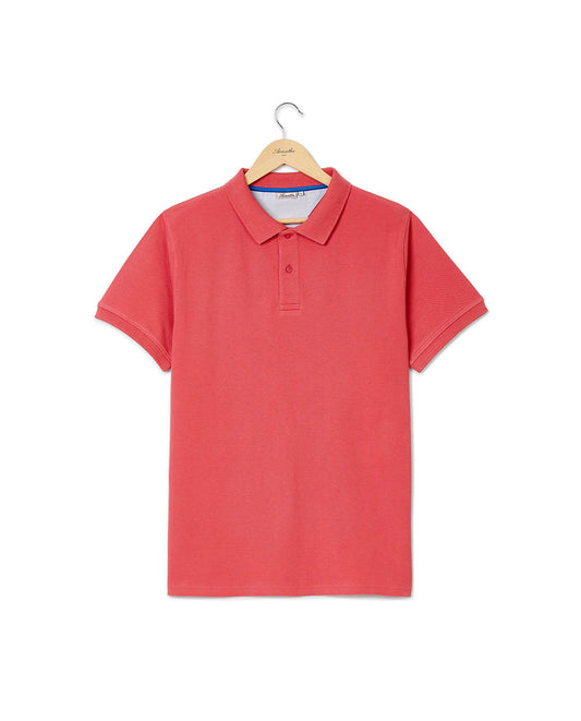 Polo piqué manches courtes framboise