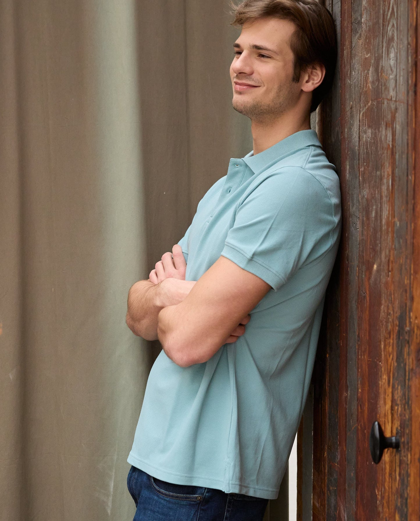 Polo piqué manches courtes vert d'eau