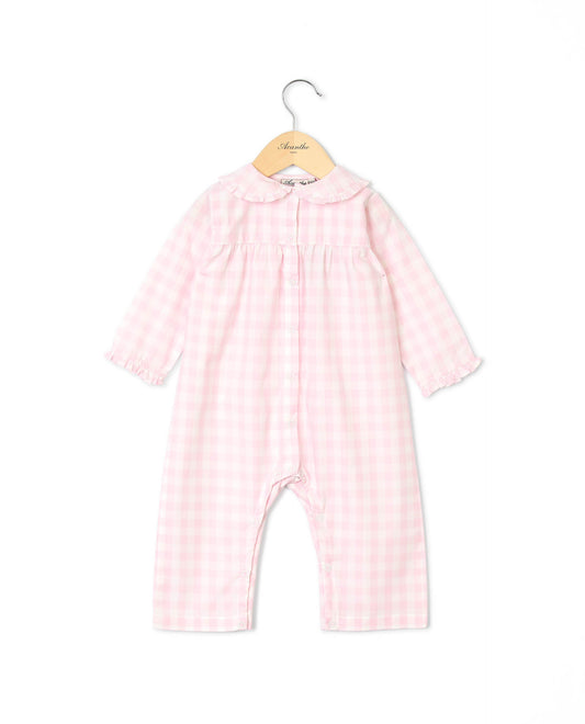 Pyjama combinaison vichy rose pâle
