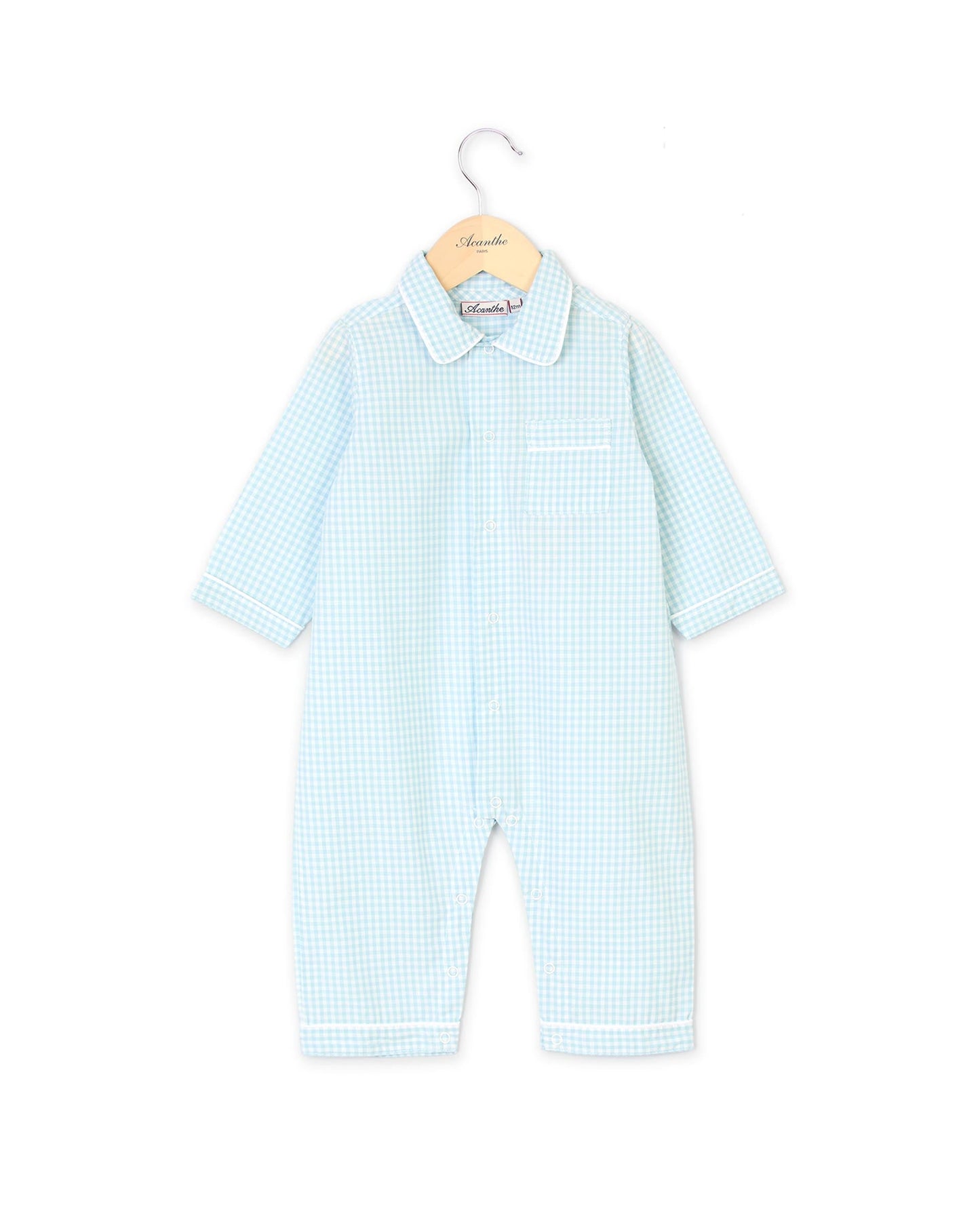 Pyjama combinaison vichy bleu aqua