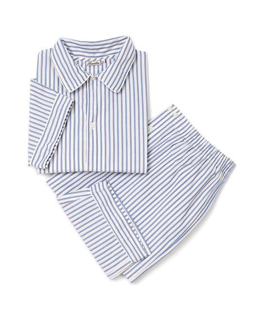 Pyjama long rayure bleu/blanc