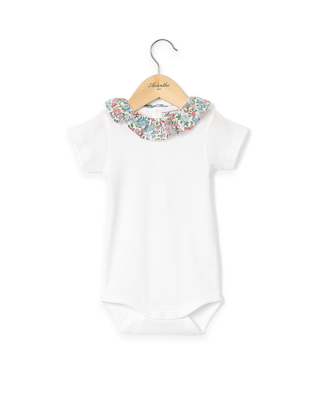 Boby blanc col volanté en tissu Liberty Annabella