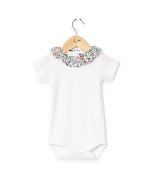 Boby blanc col volanté en tissu Liberty Annabella