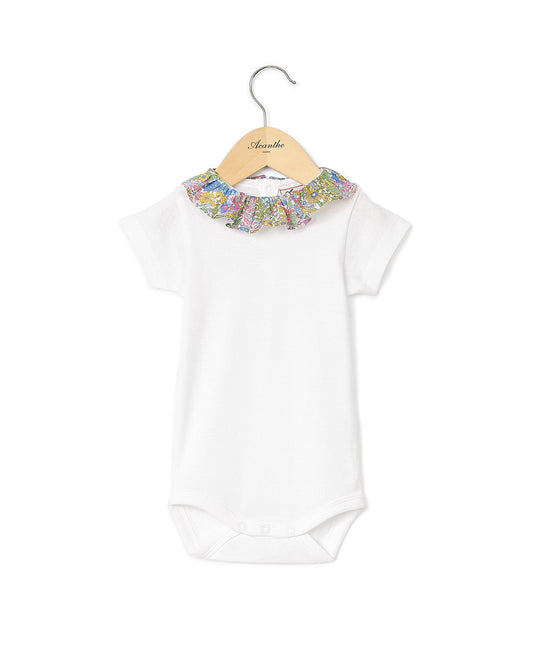 Boby blanc col volanté en tissu Liberty Margaret Annie