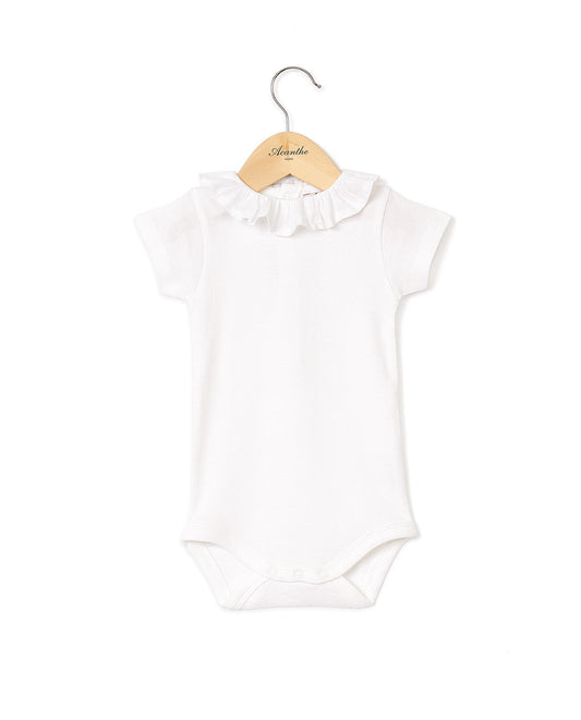 Body blanc col volanté