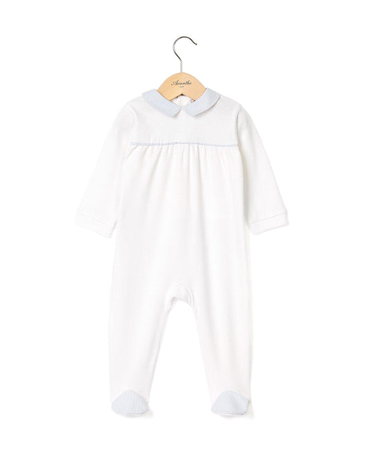 Dors bien blanc coton col carré et pieds vichy ciel