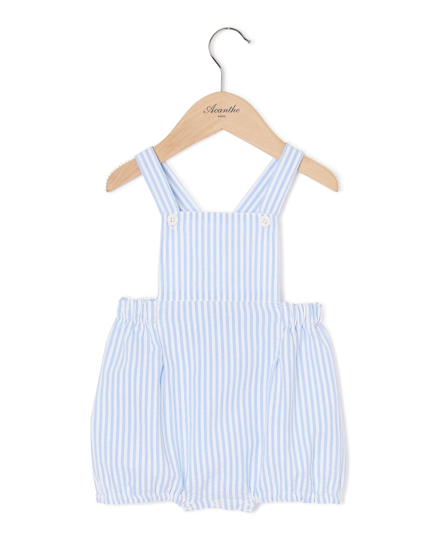 Bloomer à bavette seersucker ciel