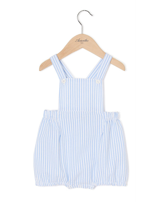Bloomer à bavette seersucker ciel