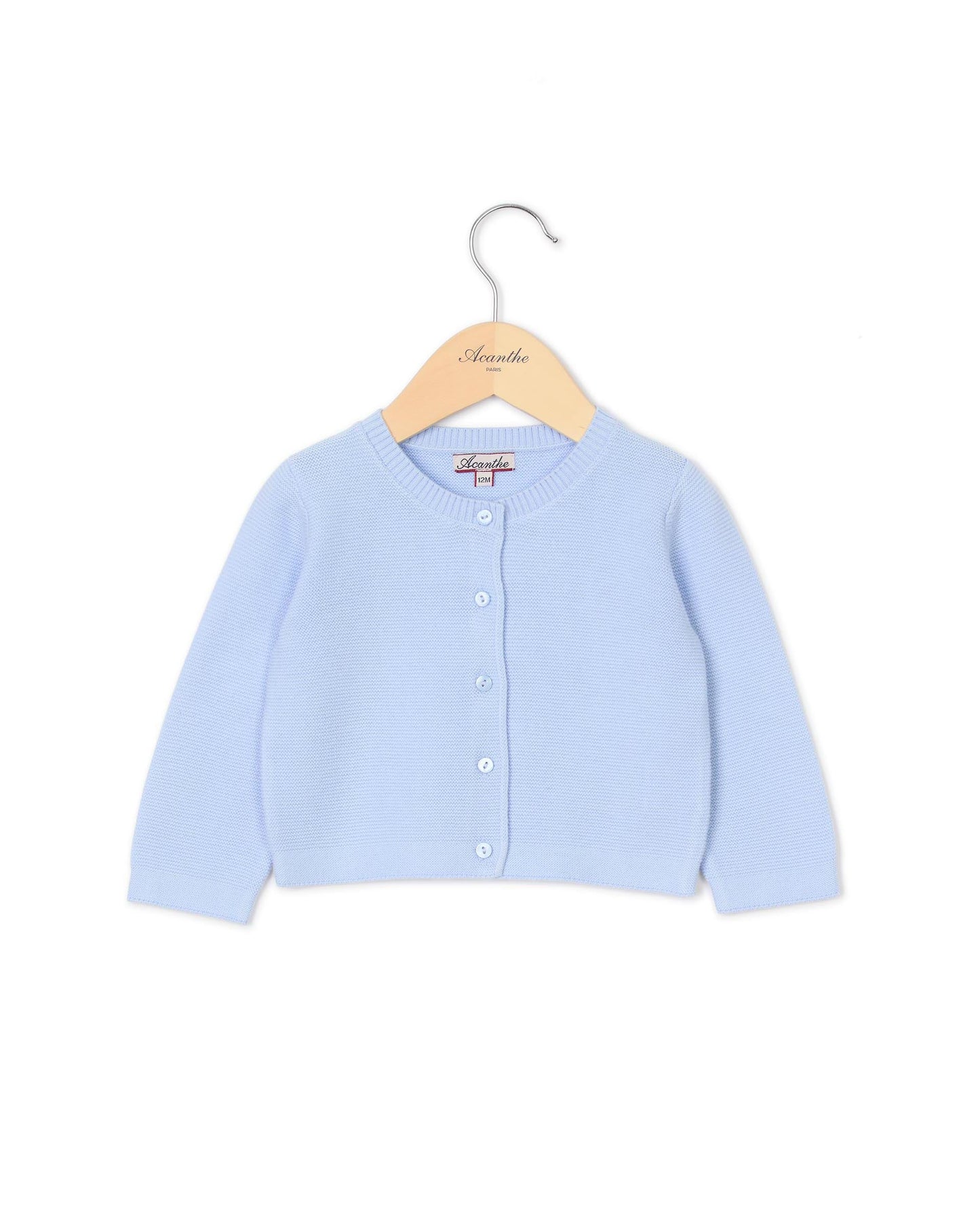 Cardigan point mousse ciel