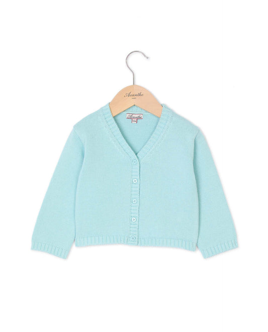 Cardigan col V aqua