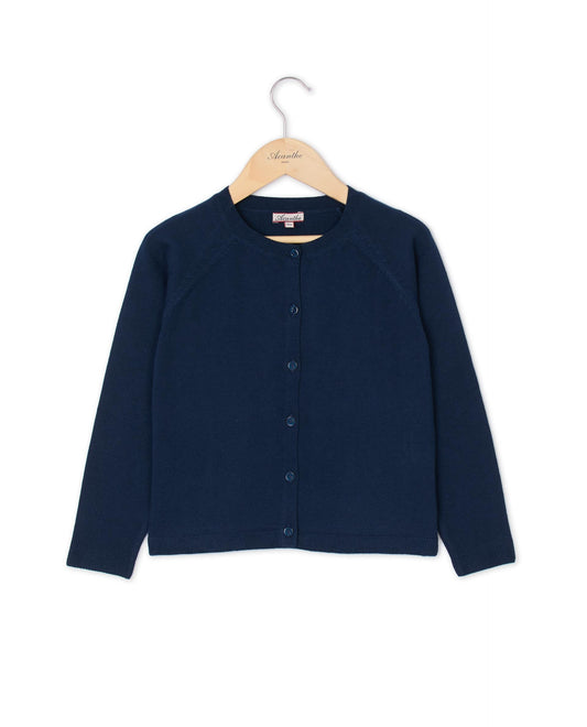 Cardigan finition point de riz marine