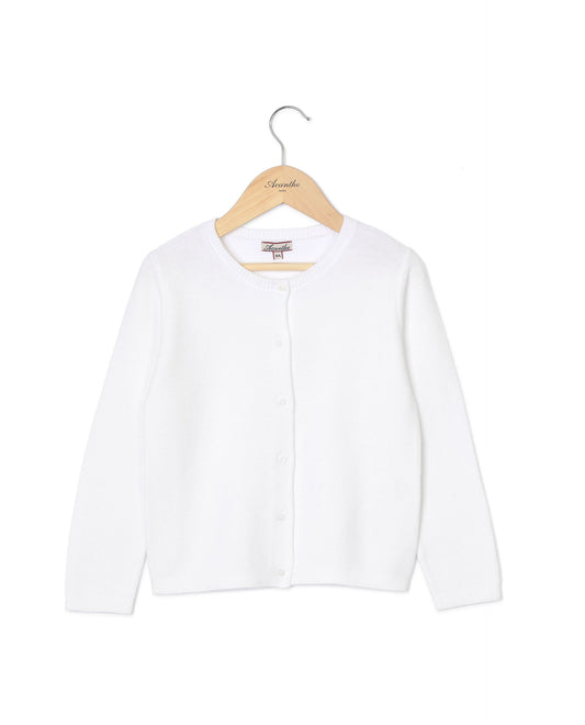Cardigan point mousse blanc 3a-6a