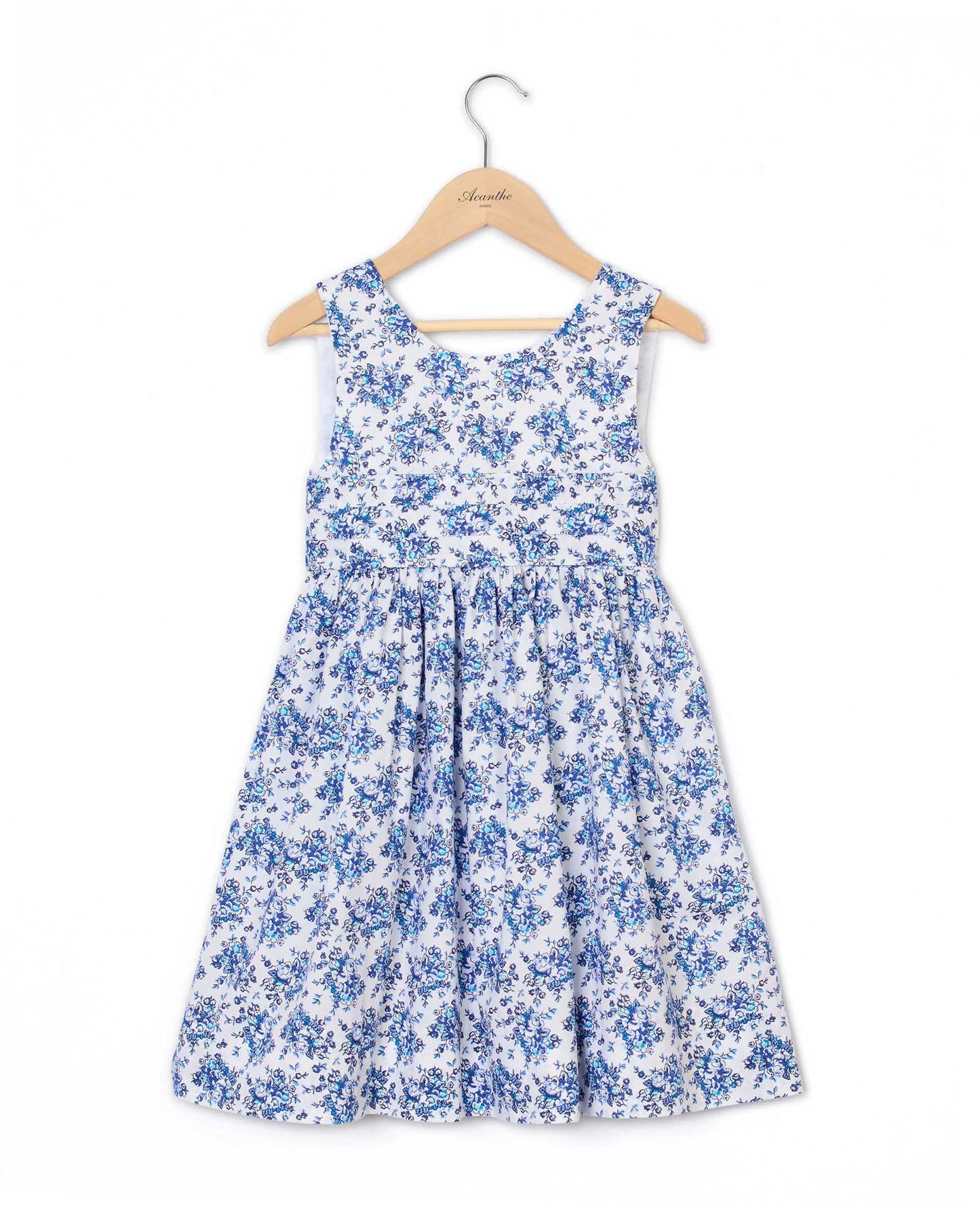 Robe chasuble courte imprimé fleur bleue