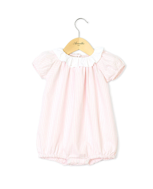 Barboteuse col volanté seersucker rose