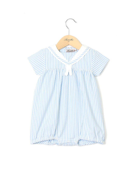 Barboteuse col marin seersucker ciel