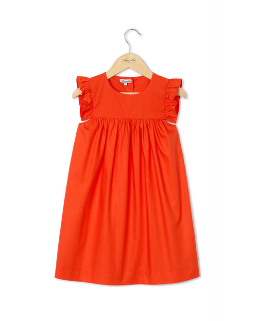 Robe volant épaule rouge