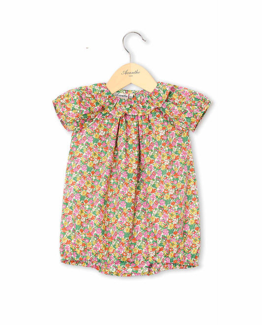 Barboteuse col volanté en tissu Liberty Isla Rose Gates