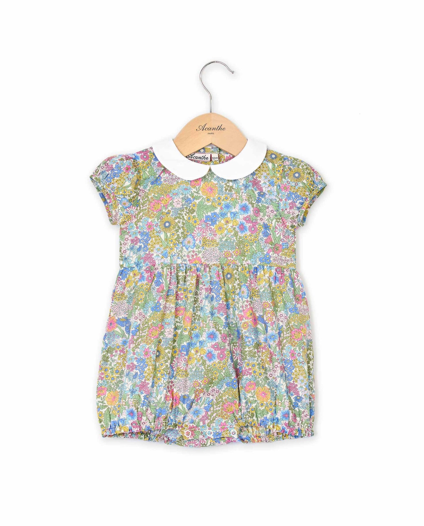 Barboteuse col rond en tissu Liberty Margaret Annie