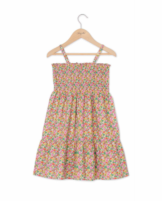 Robe smockée à bretelles en tissu Liberty Ilsa Rose Gates