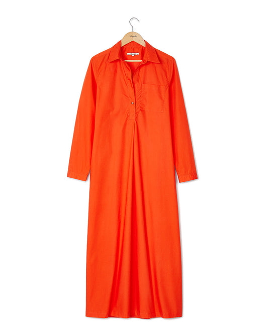 Robe longue col ouvert rouge vif