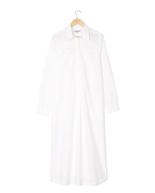 Robe chemisier mi-longue coton blanc