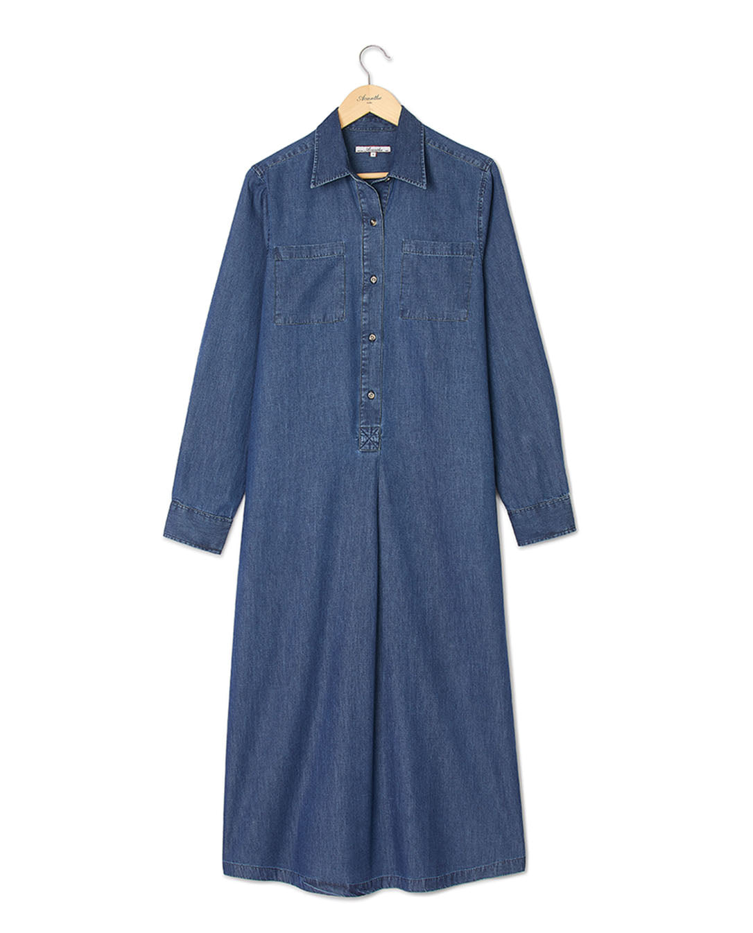 Robe chemisier mi-longue denim