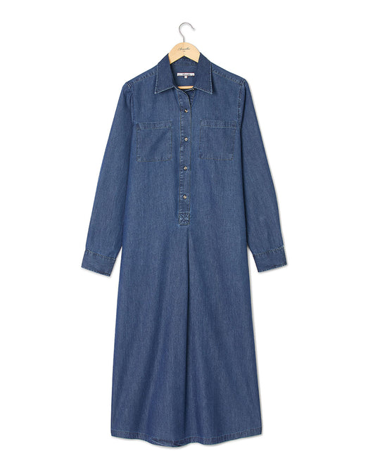 Robe chemisier mi-longue denim