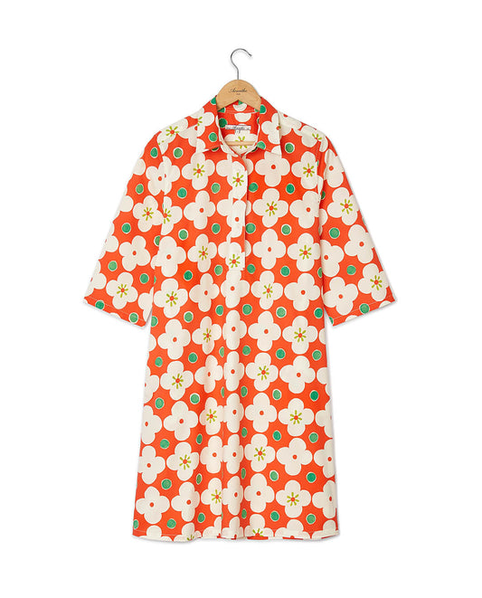 Robe évasée imprimé grosse fleur