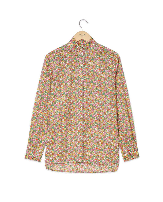 Chemisier col et poignets à volants en tissu Liberty Isal Rose Gates