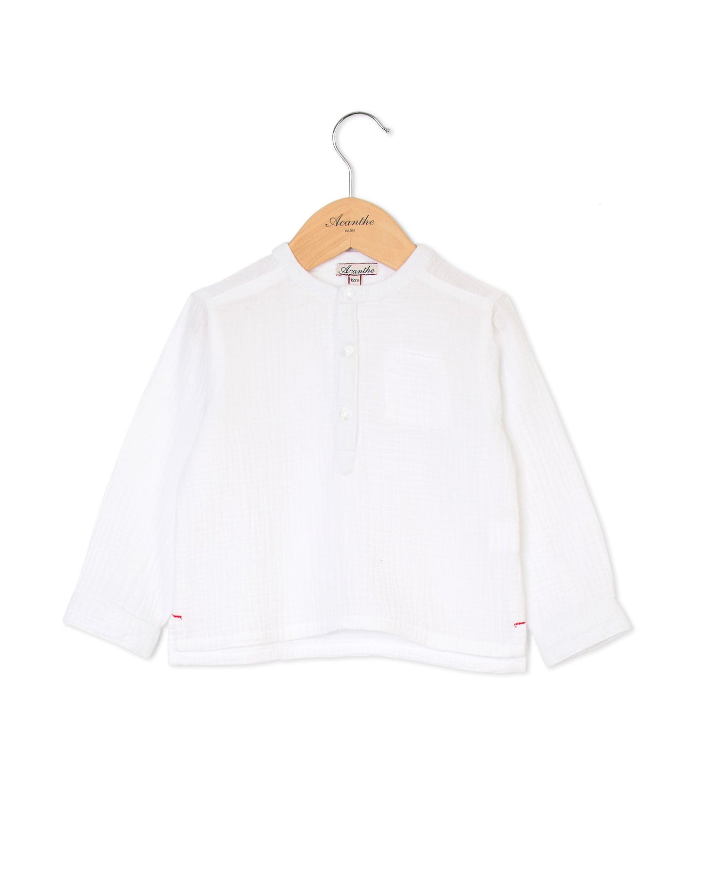 Tunique manches longues gaze de coton blanche 3m-2a