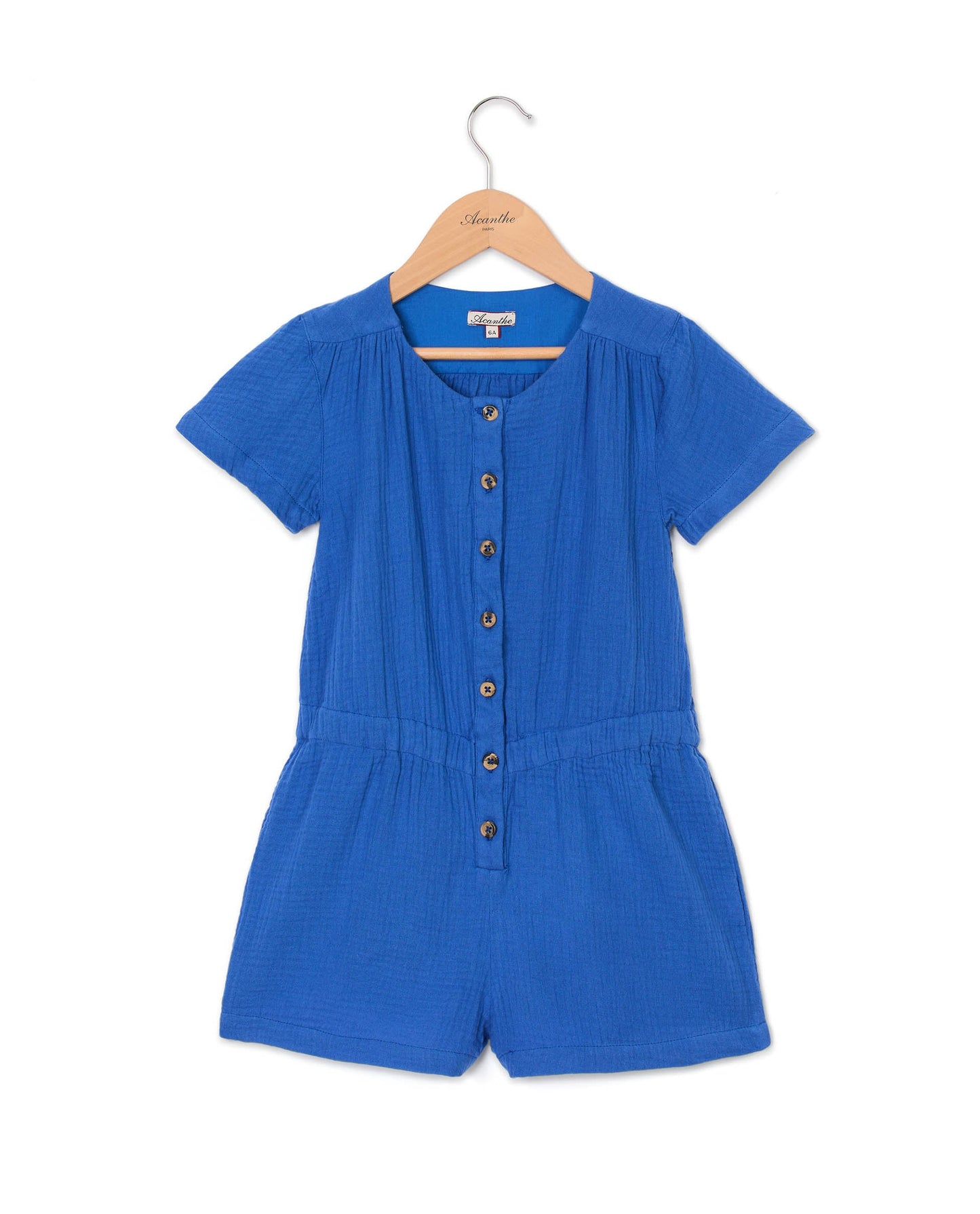 Combishort gaze de coton bleu