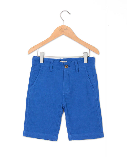 Bermuda gaze de coton bleu