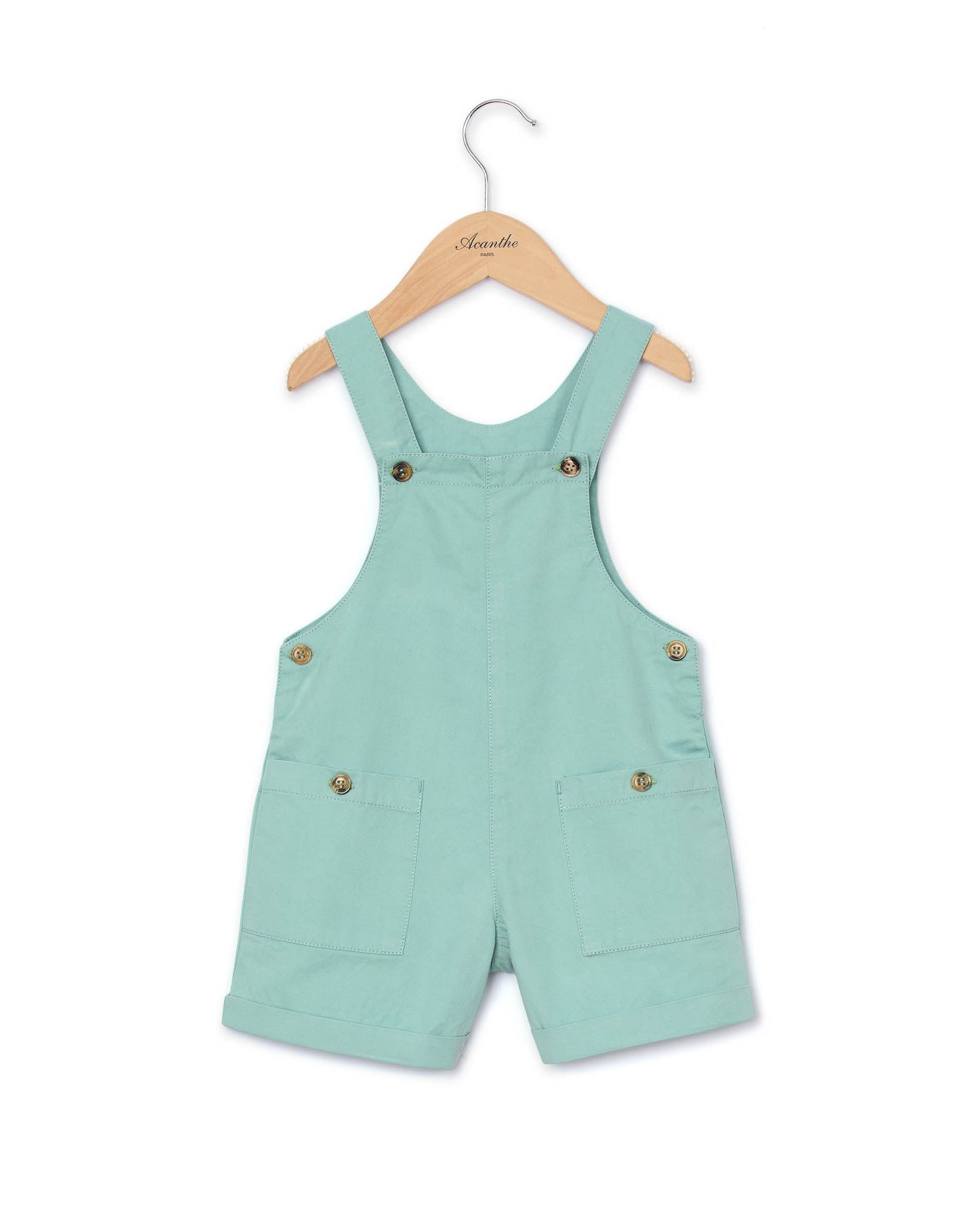 Salopette courte twill coton aqua