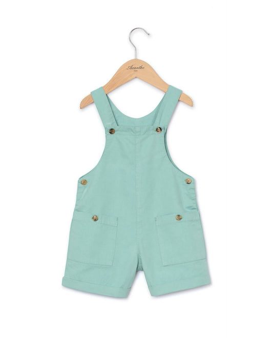 Salopette courte twill coton aqua