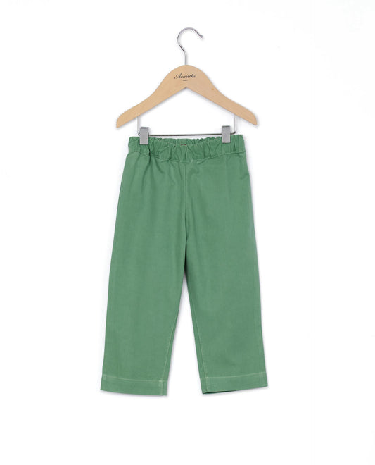 Pantalon twill coton vert