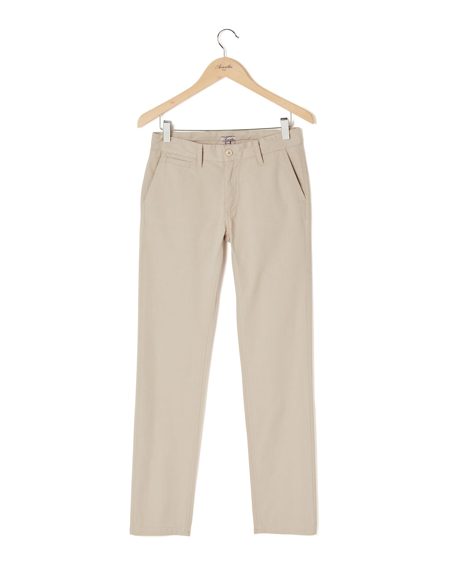 Pantalon twill coton beige