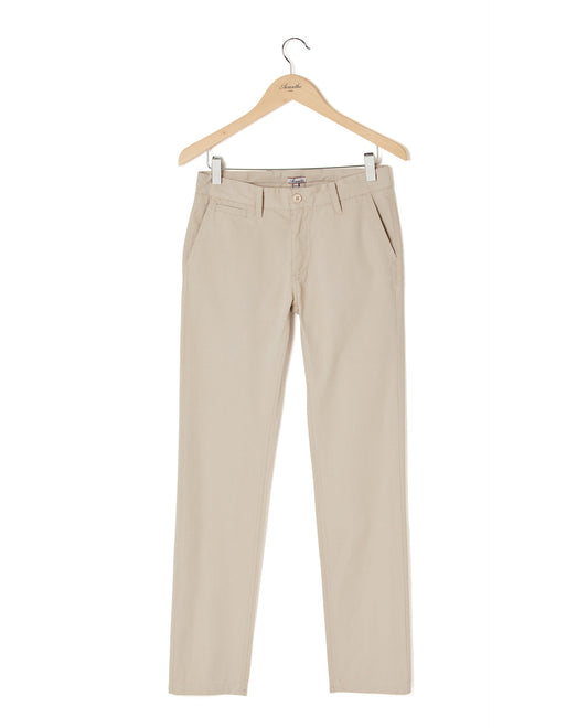 Pantalon twill coton beige