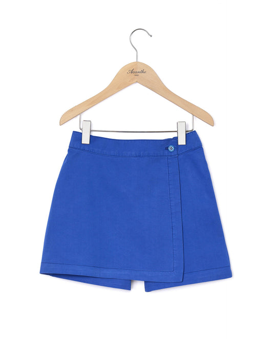 jupe-short twill coton bleu