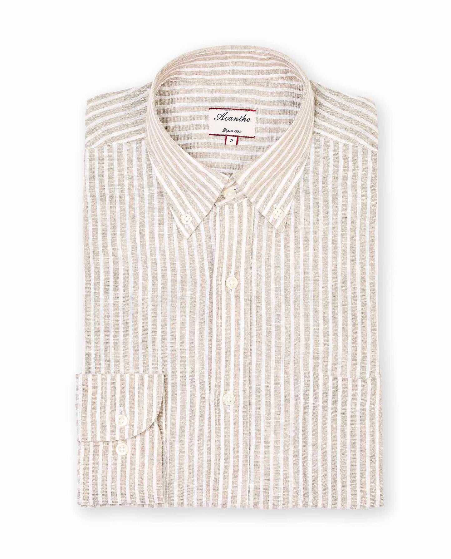 chemise CB lin rayé beige