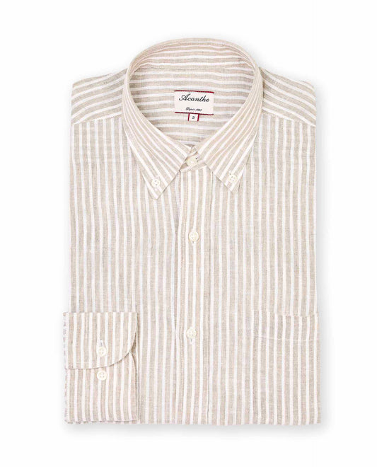chemise CB lin rayé beige