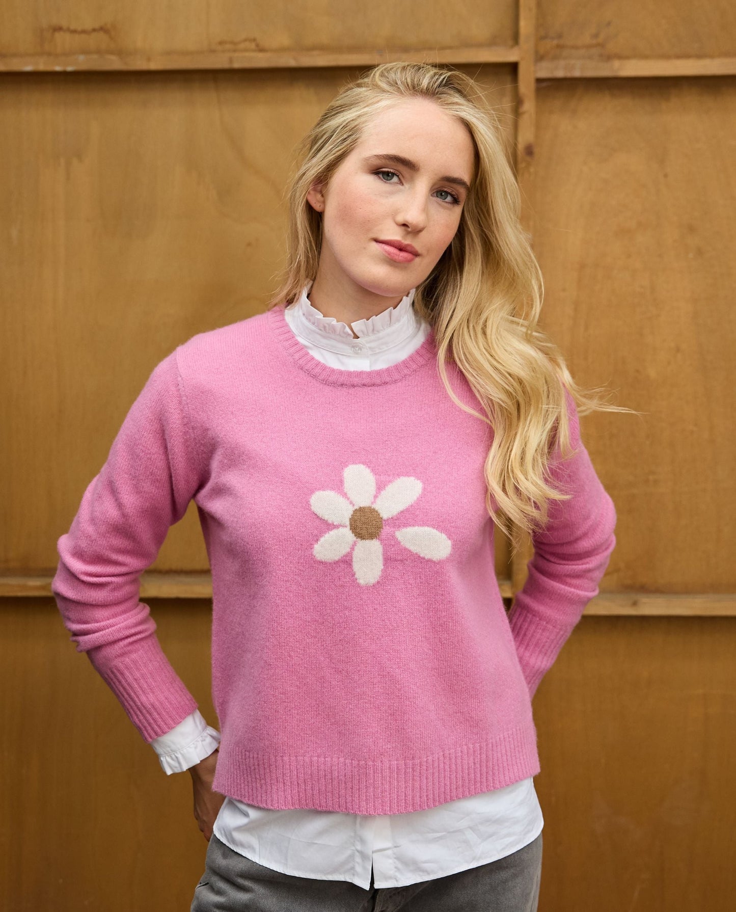 pull col rond marguerite lwl Rose