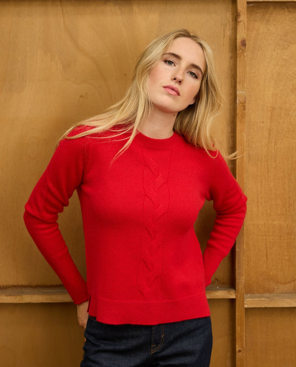 pull court torsade 100 cachemire Rouge