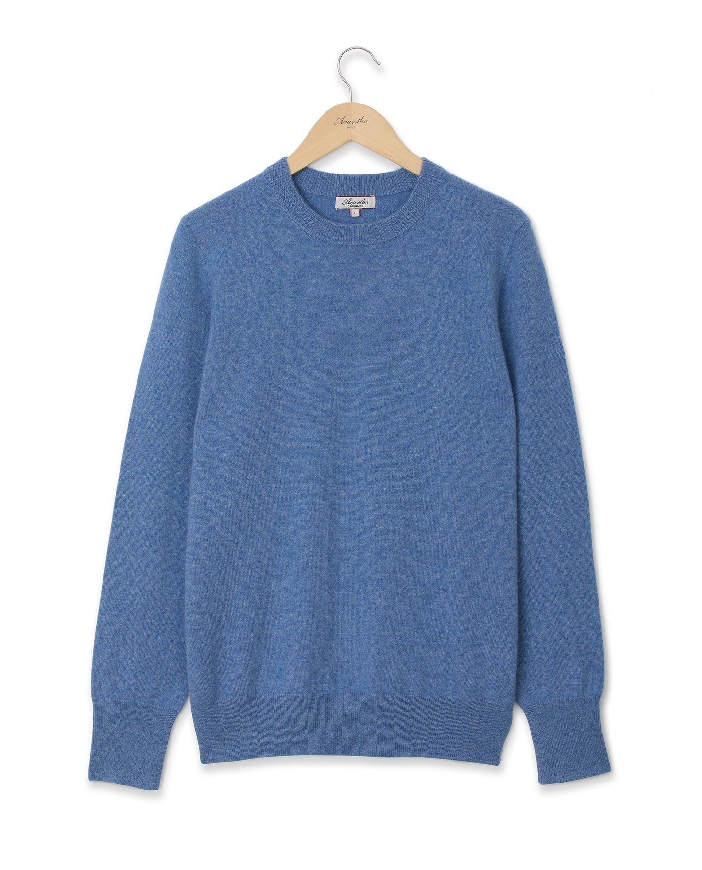 pull col rond 100 cachemire Bleu jean