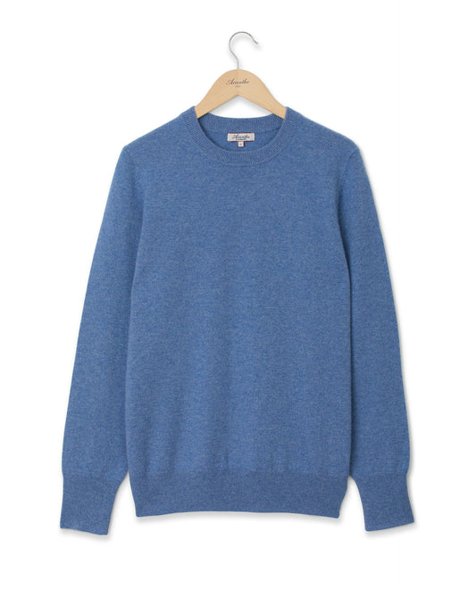 pull col rond 100 cachemire Bleu jean