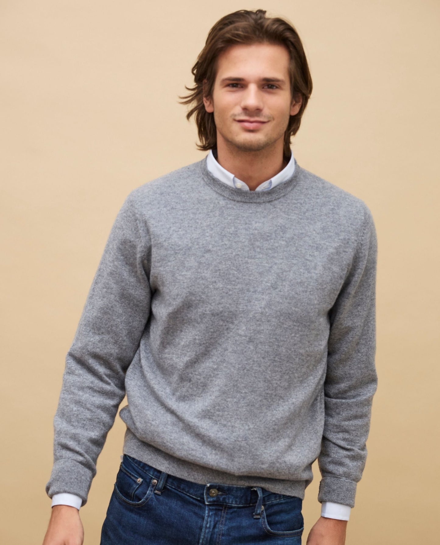 pull col rond 100 cachemire Gris moyen