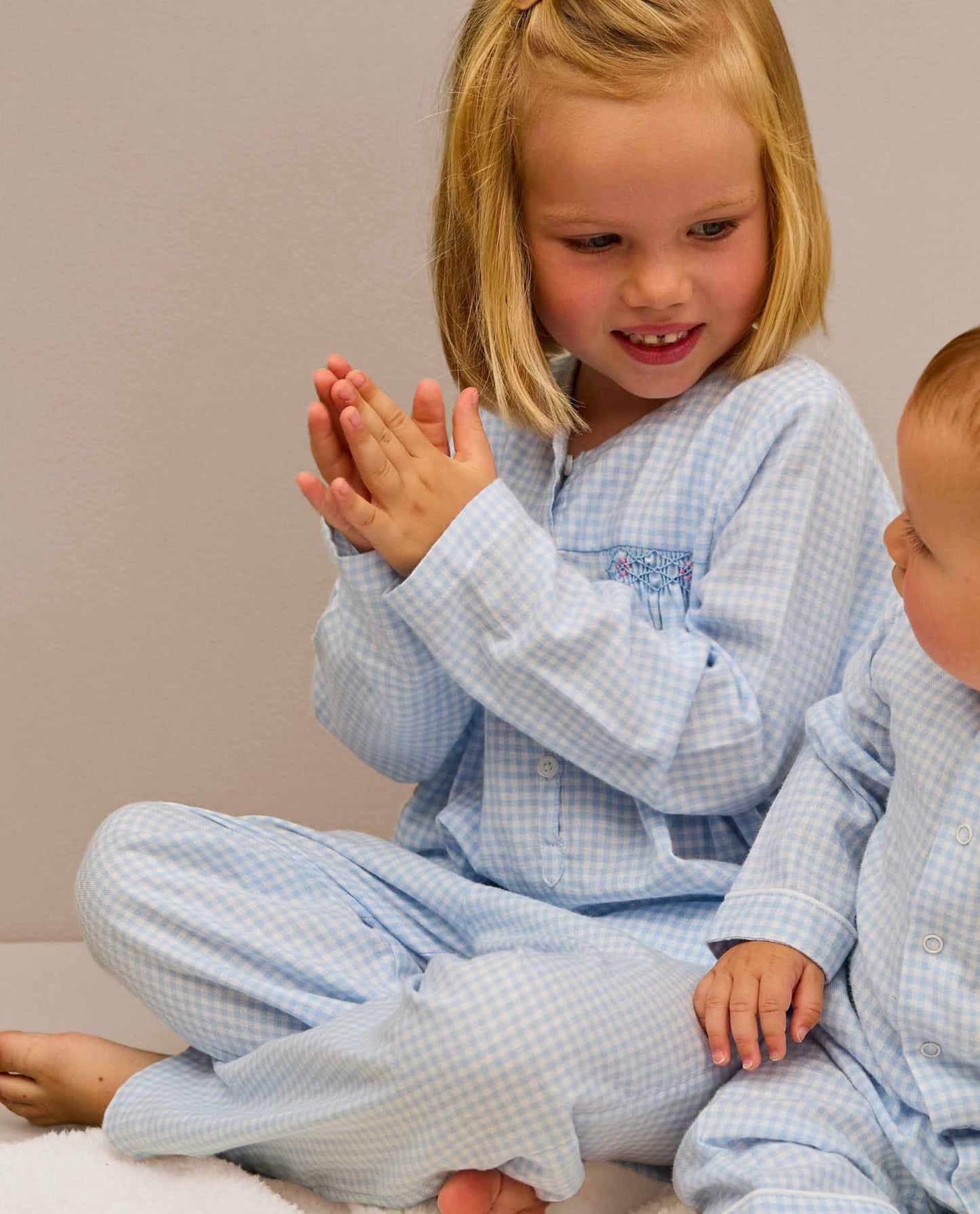 pyjama ml smocké Vichy ciel