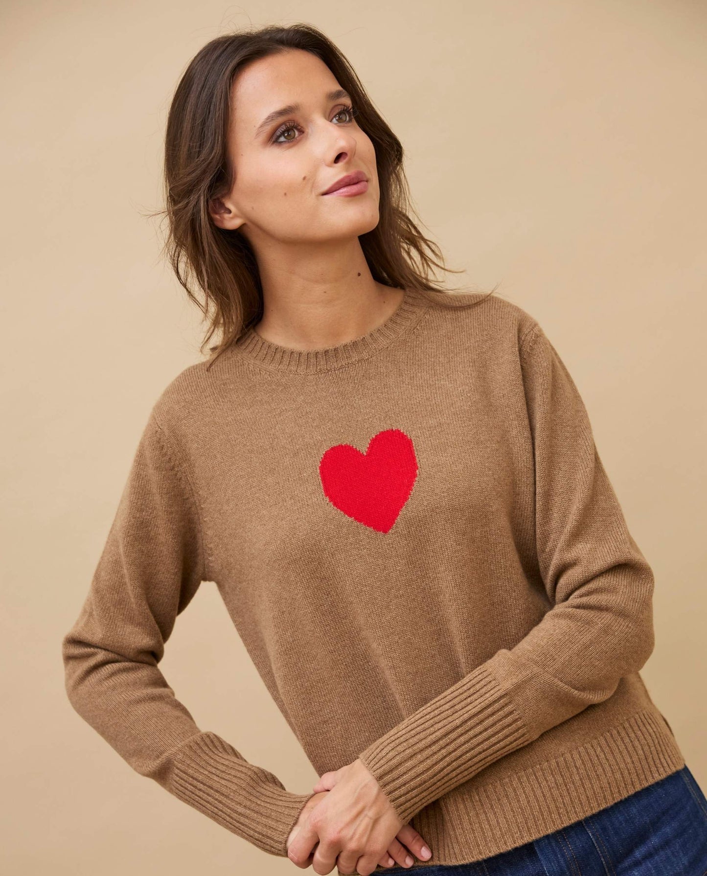 pull coeur 100 cachemire Camel