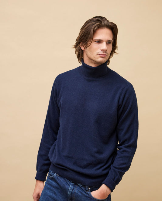 pull col roulé 100 cachemire Marine