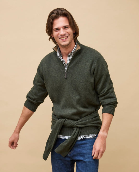 pull zip camionneur JG7 100 cachemire Kaki