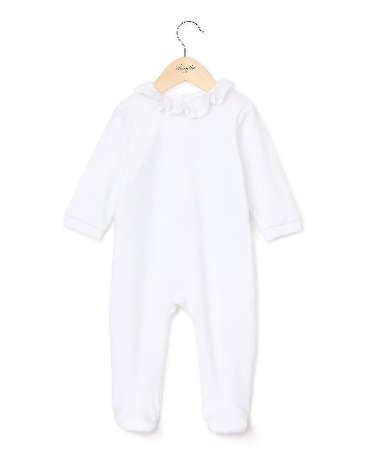 dors bien velours col volanté Blanc